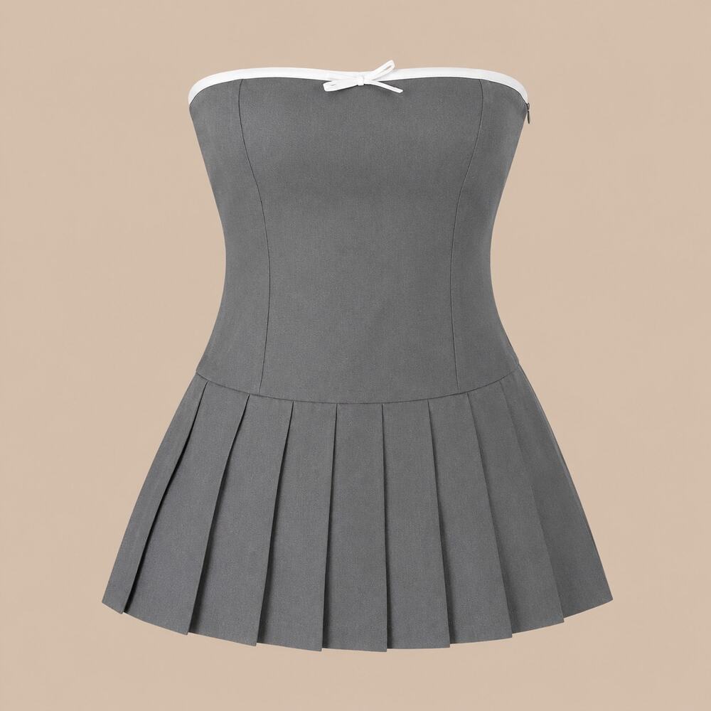 NWT Pretty Garbage Strapless Pleated Skort Dress L